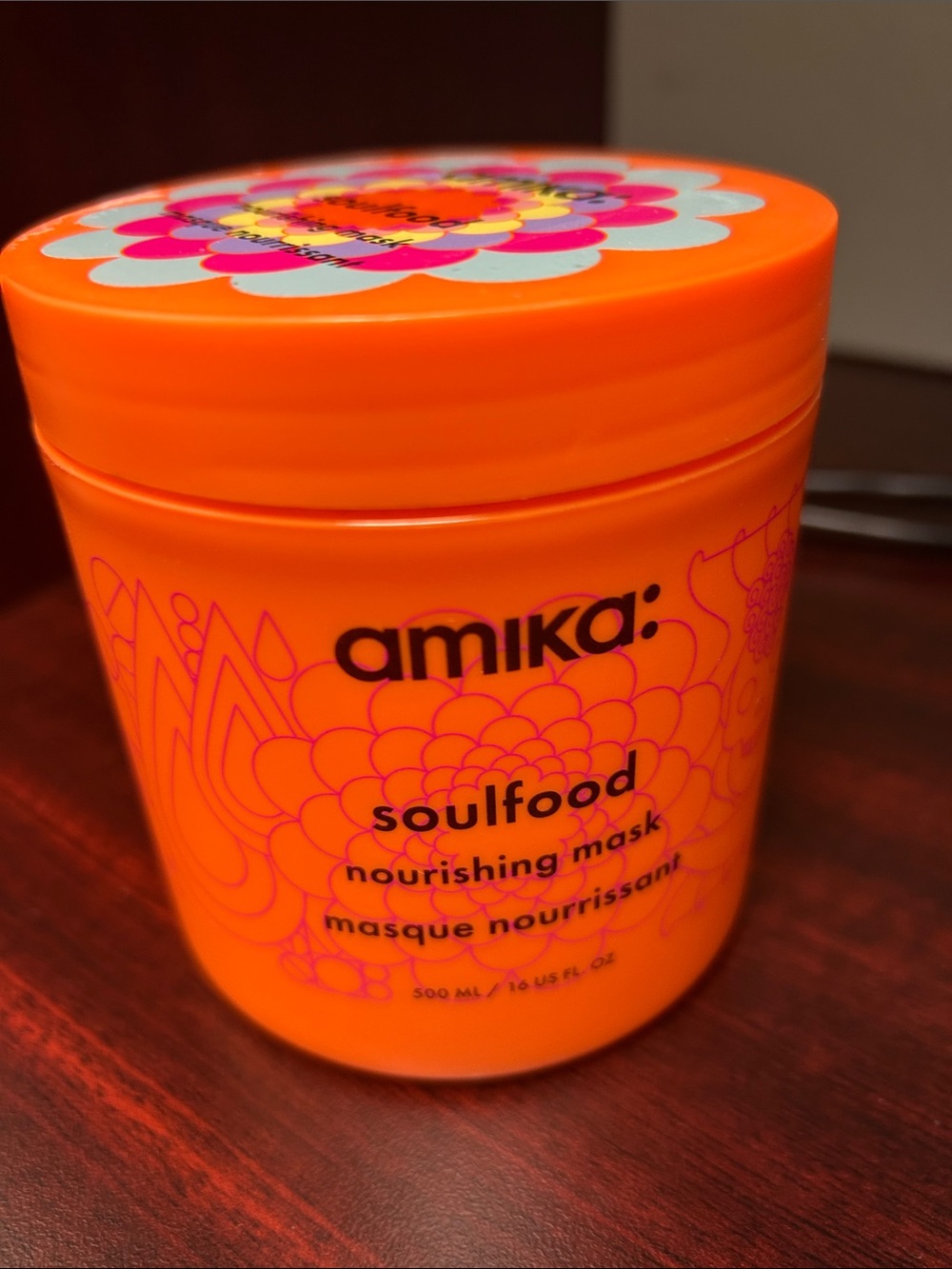 amika Soulfood Nourishing Mask - Bright Orange with Pink Accents 16 oz